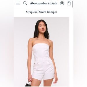 Abercrombie & Fitch NWT Denim Romper, White, Strapless, XS Petite